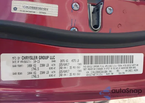 2014 Jeep Compass Sport from USA, damaged, VIN 1C4NJDBB0ED641884